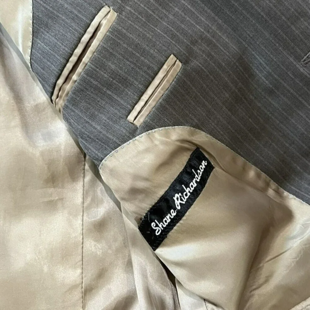 PETER MILLAR Crown Wool Mens Gray Striped Blazer Sport Coat Jacket